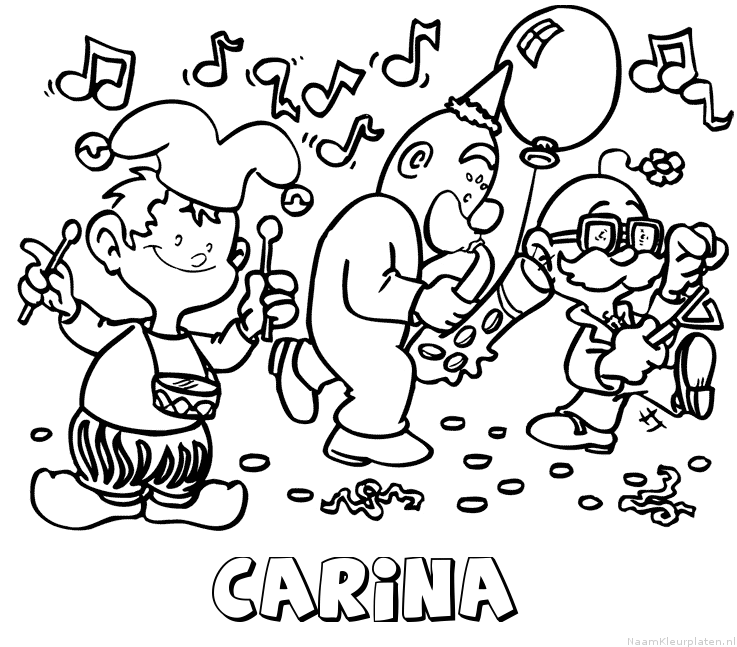 Carina carnaval kleurplaat