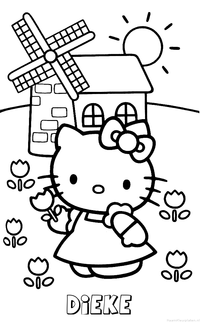 Dieke hello kitty kleurplaat