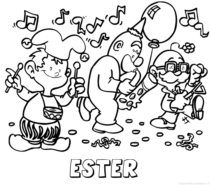 Ester carnaval kleurplaat