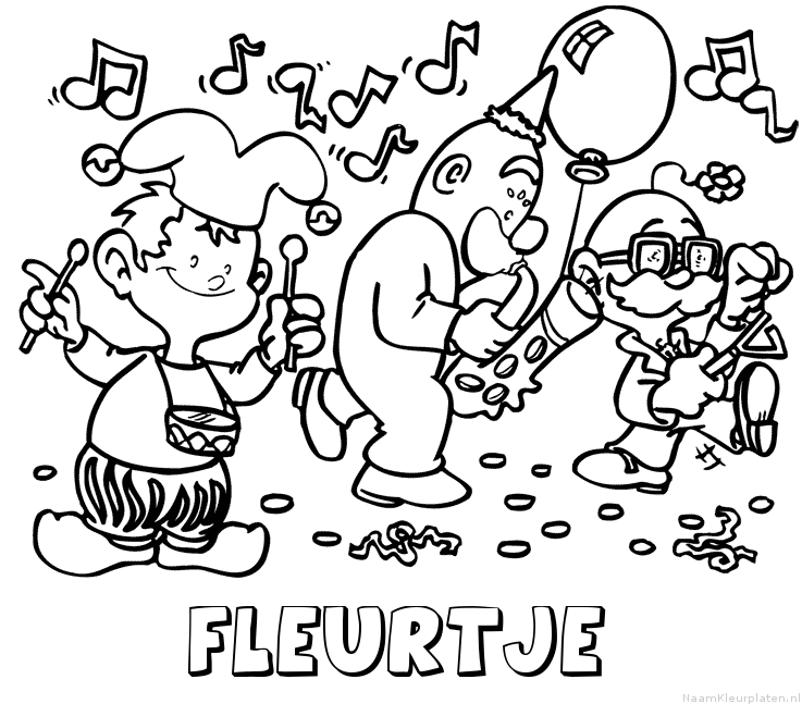 Fleurtje carnaval kleurplaat