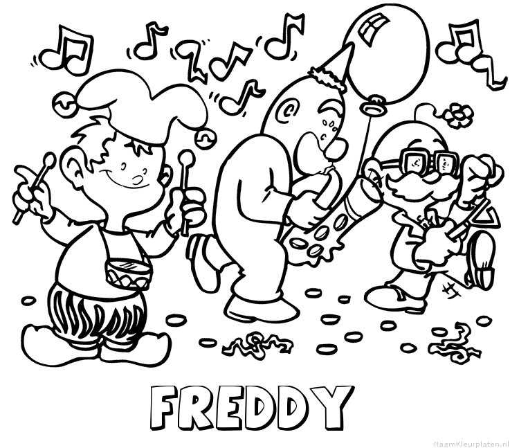 Freddy carnaval kleurplaat