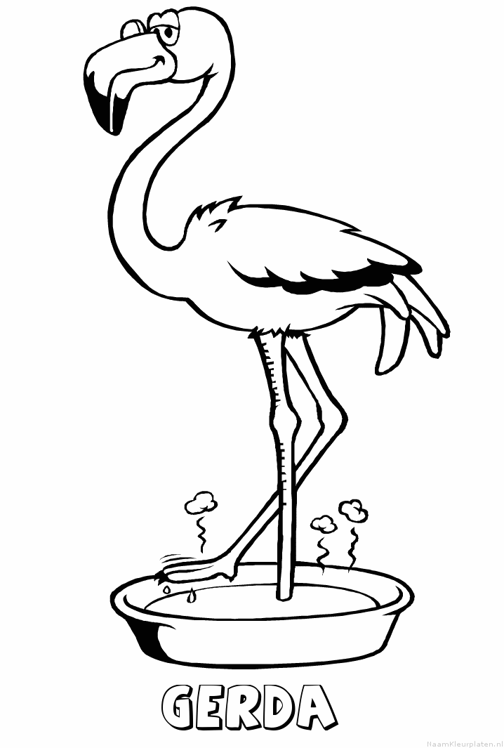 Gerda flamingo kleurplaat