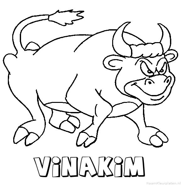 Vinakim stier kleurplaat