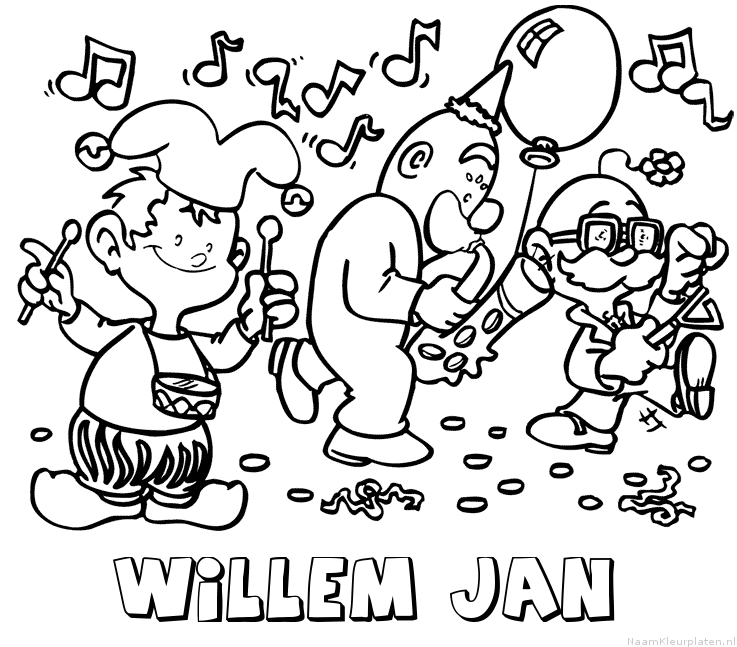 Willem jan carnaval kleurplaat